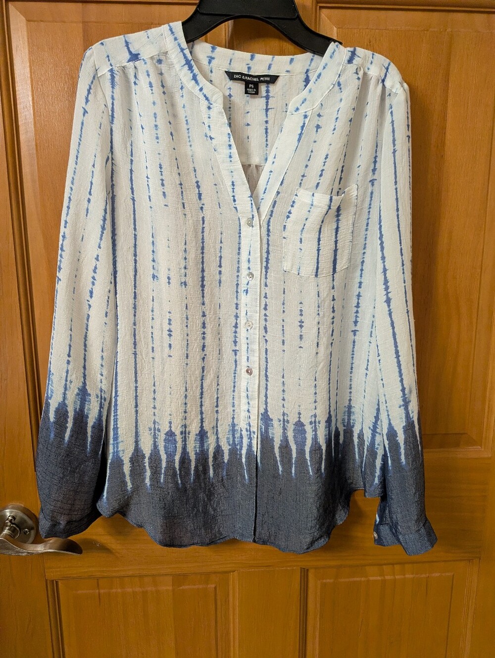 Women's Gauzy Blue & White Blouse, Size PS